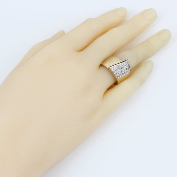 14K Yellow Gold Diamond Statement Ring Modernist Cocktail Anniversary Bold Gift - Picture 8 of 8